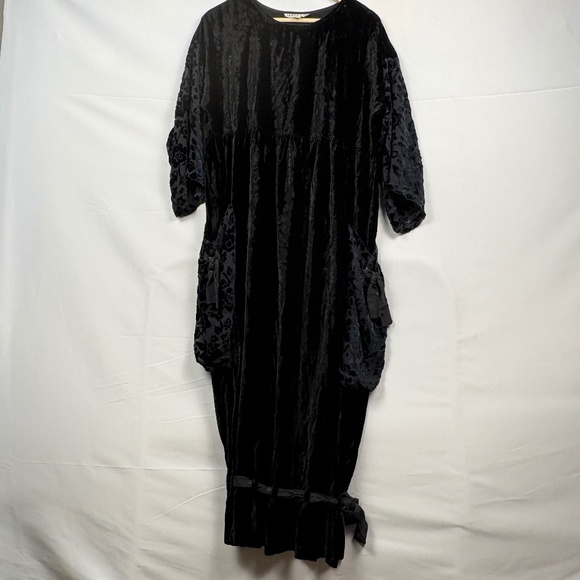 VTG Women ¾ Sleeve Midi Dress Witchy Whimsigoth Boho Halloween M-L Velve Burnout - Picture 1 of 13